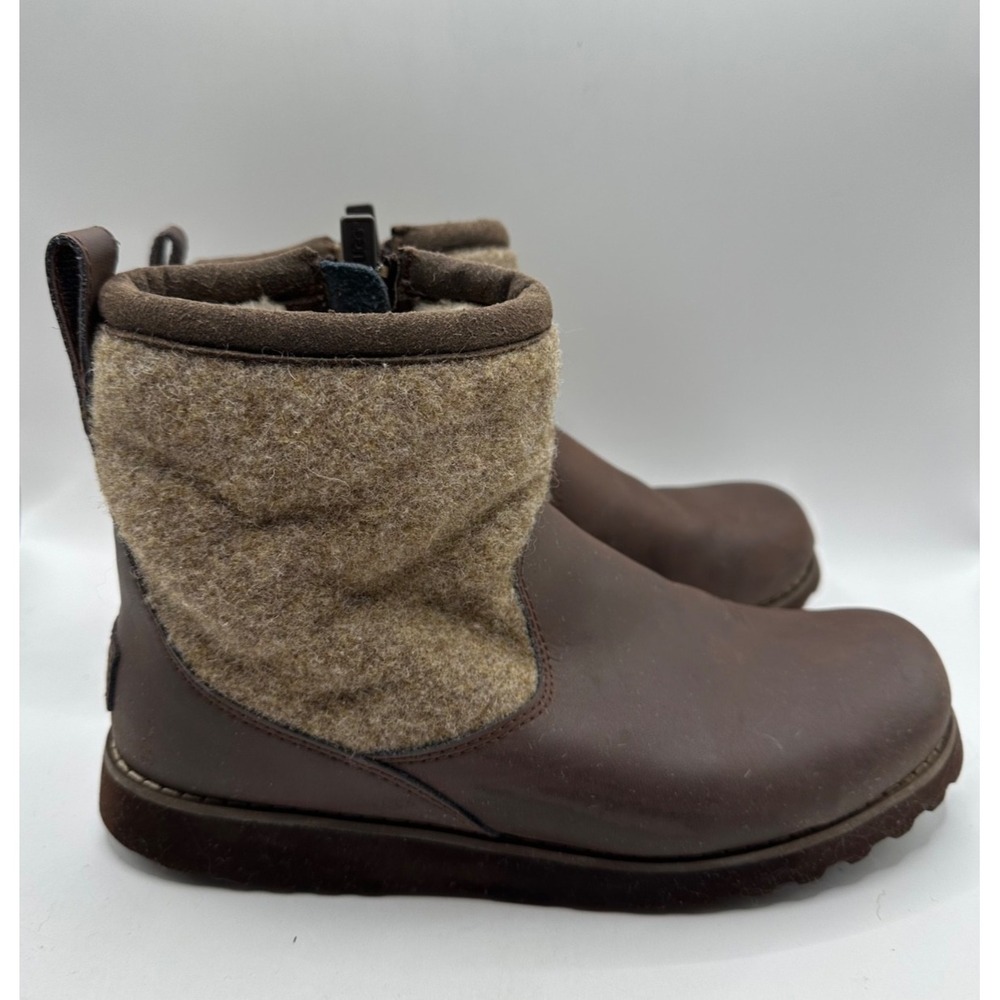 UGG Womens Size 6 Bayson Leather Wool Fleece Lined Waterproof Side-Zip Boots